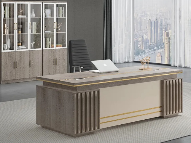 Modern Two-Tone Wood Manager Desk Office Table thumbnail 1