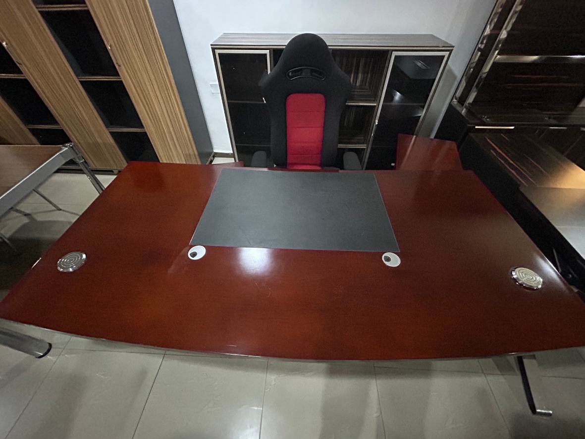 Mahogany & Perforated Metal Panel Presidential Executive Desk Office Table thumbnail 3