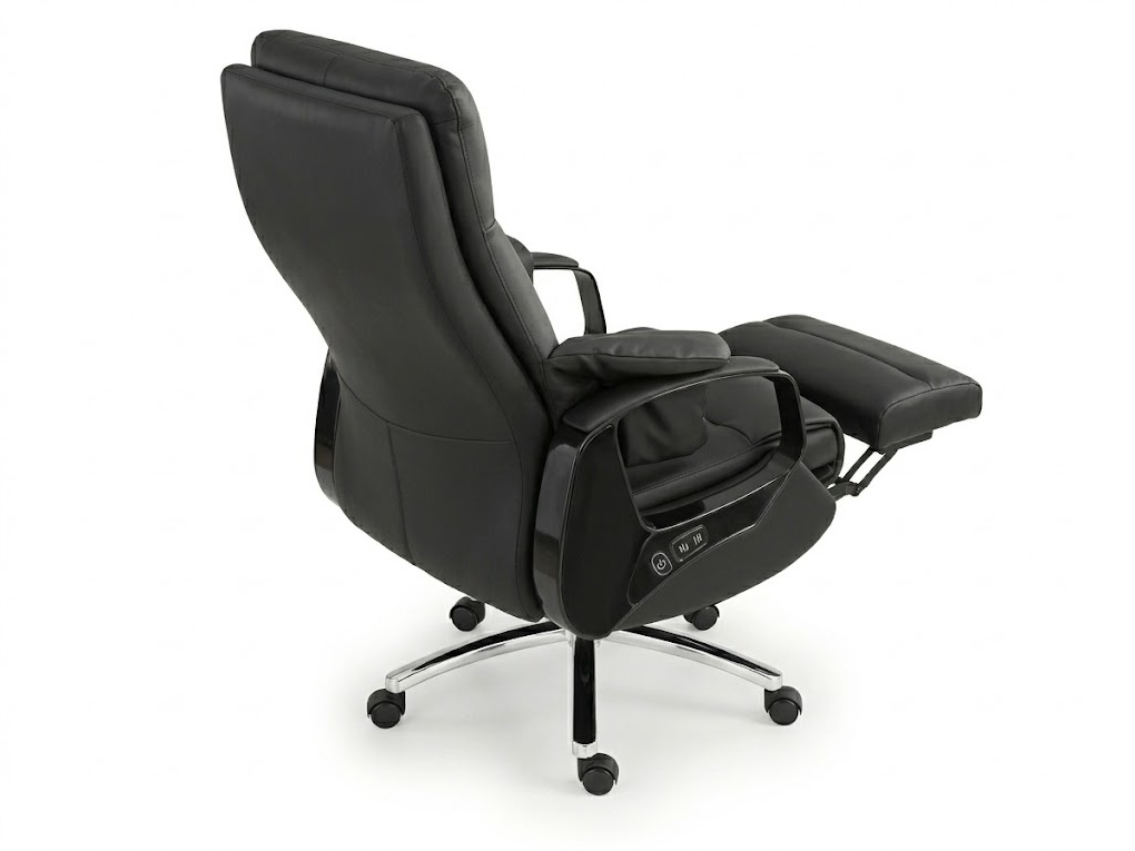 Plush Black Leather Ergonomic Executive Reclining Office Chair Office Chairs thumbnail 2