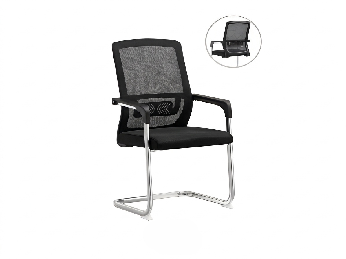 Ergonomic Black Mesh Sled Base Guest Chair Office Chairs thumbnail 1