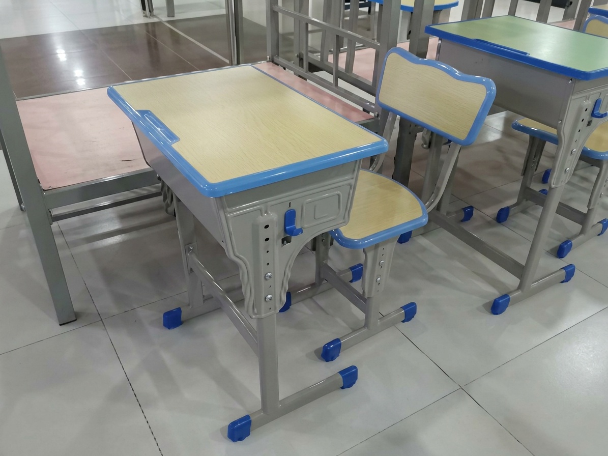 Ergonomic Adjustable Single Student Desk and Chair with Blue Accents Student Chair thumbnail 2