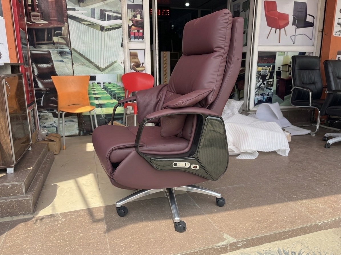 Plush Burgundy Leather Executive Reclining Massage Office Chair Office Chairs thumbnail 3