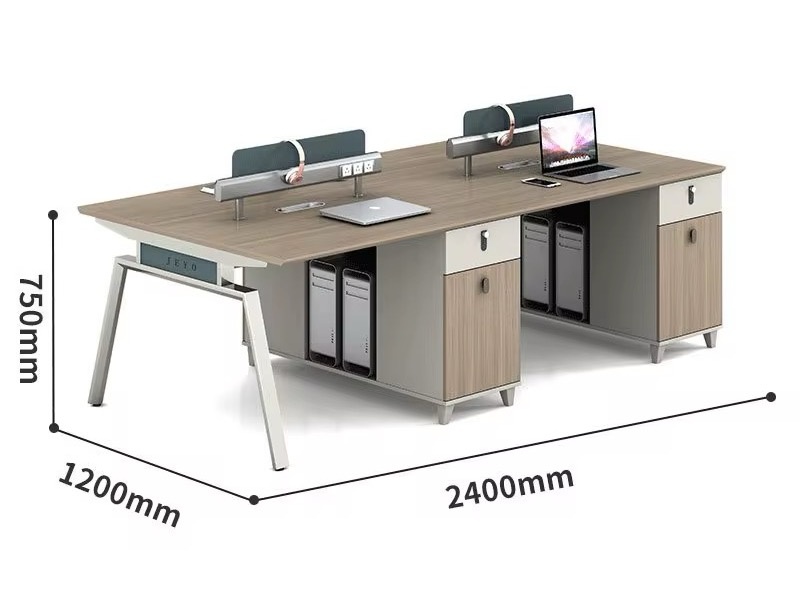 Modern 4-Person Face-to-Face Workstation Desk with Computer Tower Storage Office Table thumbnail 2