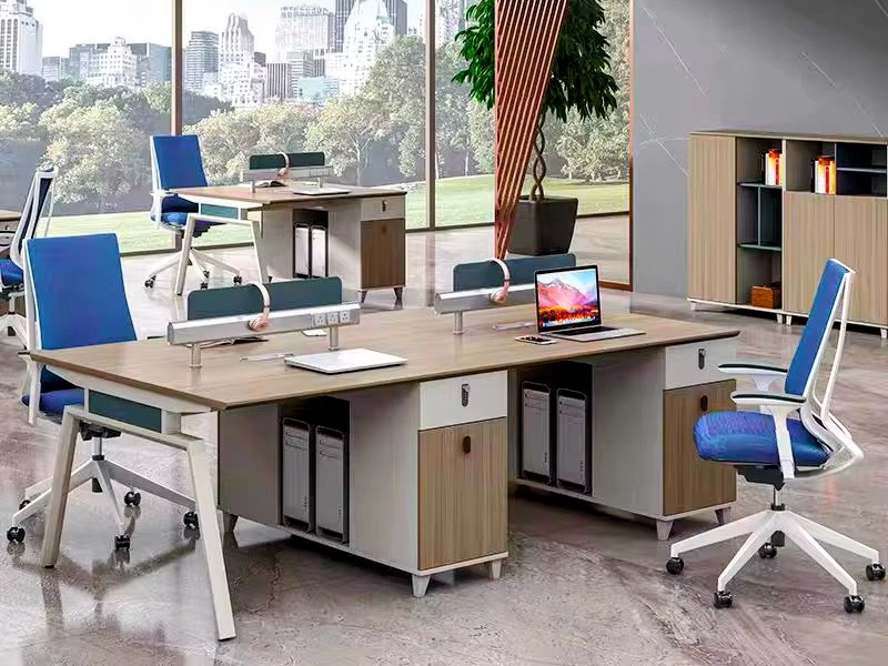 Modern 4-Person Face-to-Face Workstation Desk with Computer Tower Storage Office Table thumbnail 3