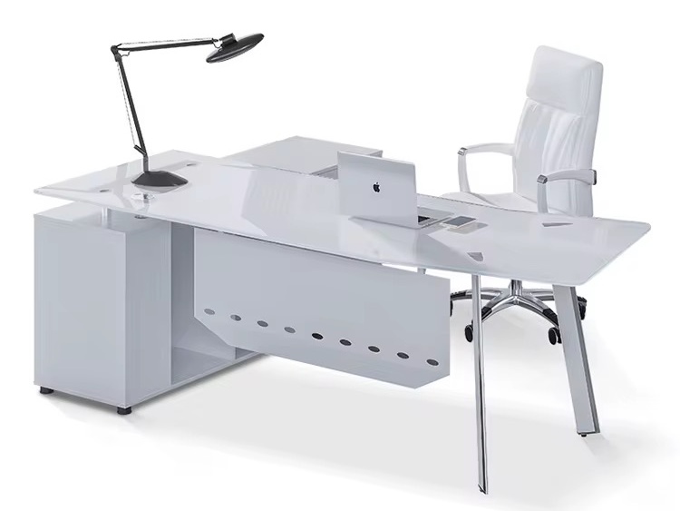 Glacier Modern Glass Executive Office Desk Office Desk thumbnail 2
