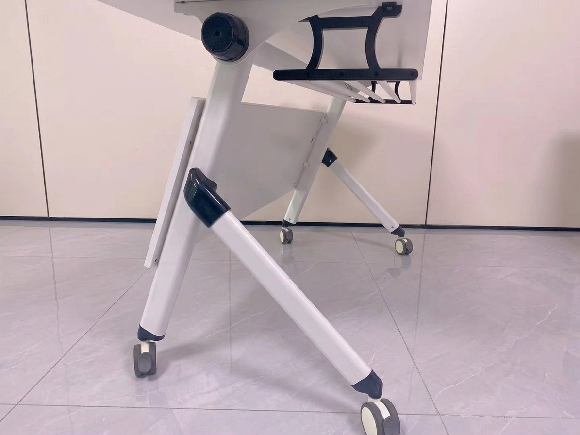 Mobile White Folding Training Table with Under-Desk Storage Office Table thumbnail 5