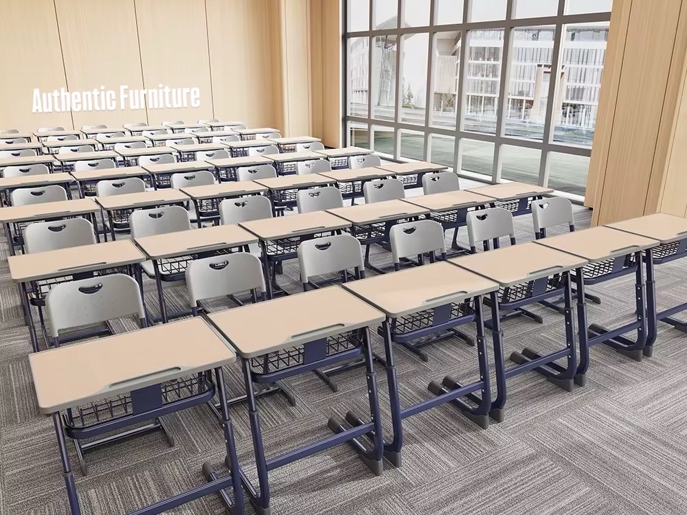 Modern Single Student Desk and Chair Set with Wire Storage Basket Student Chair thumbnail 3