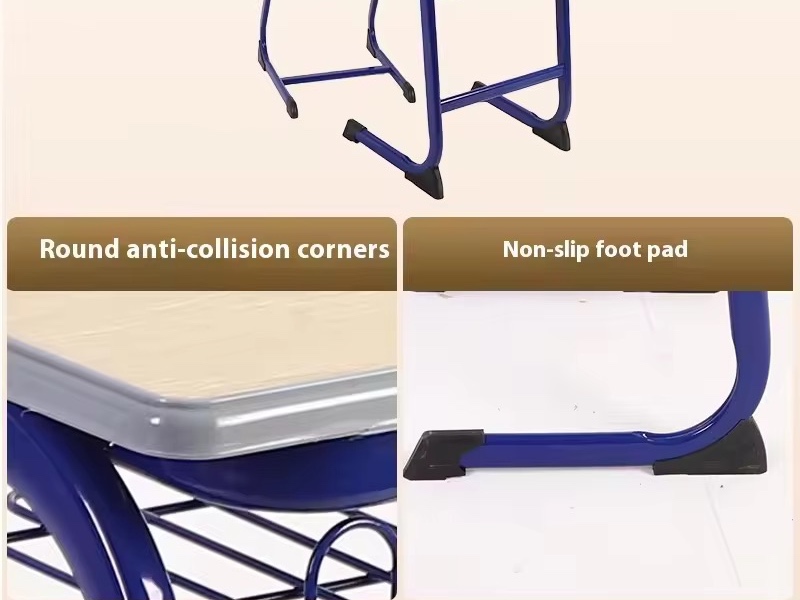 Modern Single Student Desk and Chair Set with Wire Storage Basket Student Chair thumbnail 4