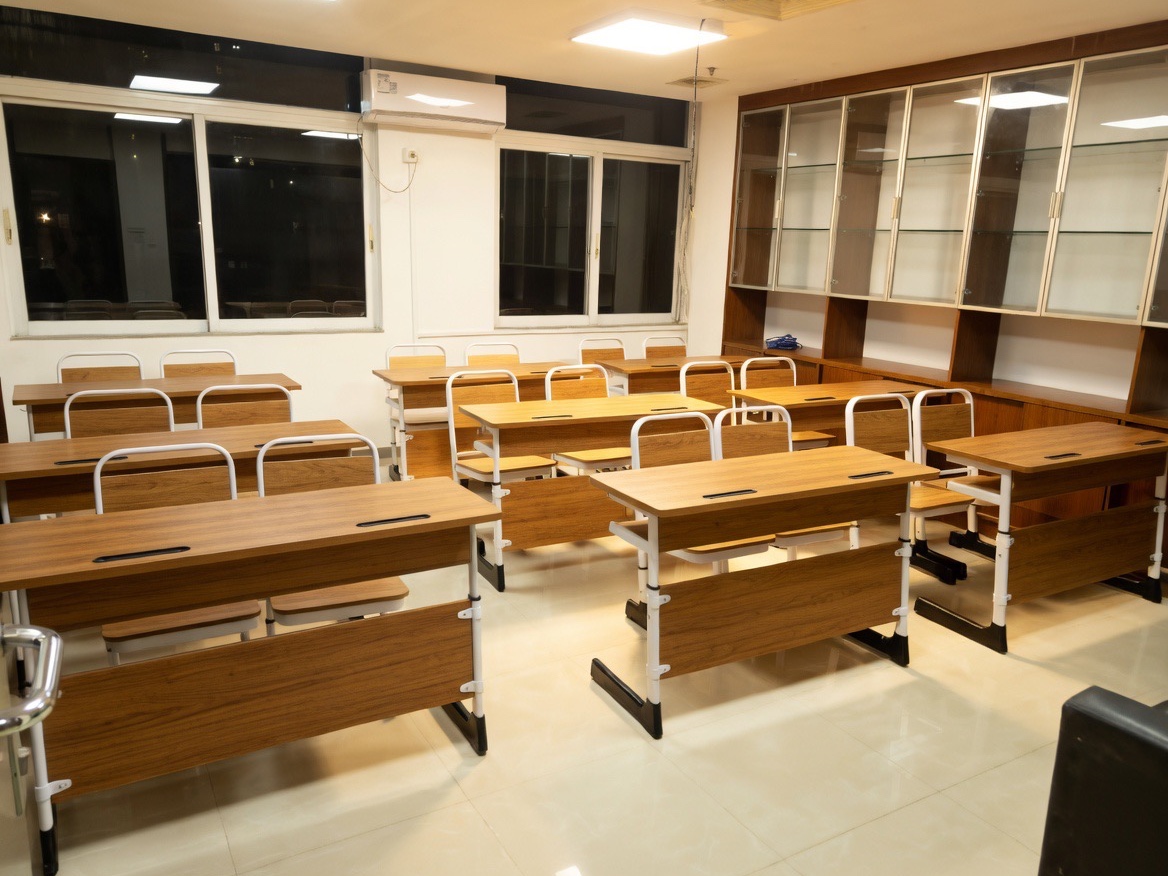 Double Adjustable Light Wood Student Classroom Desk and Chair Set Student Chair thumbnail 2