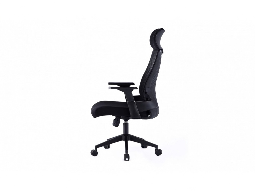 Ergonomic High-Back Black Mesh Office Chair with Adjustable Headrest and Lumbar Support Office Chairs thumbnail 3