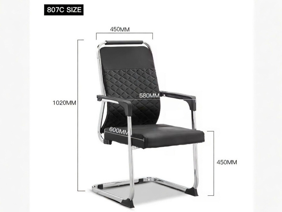 Executive Black Leather Sled Base Guest Chair with Diamond Stitching Office Chairs thumbnail 3