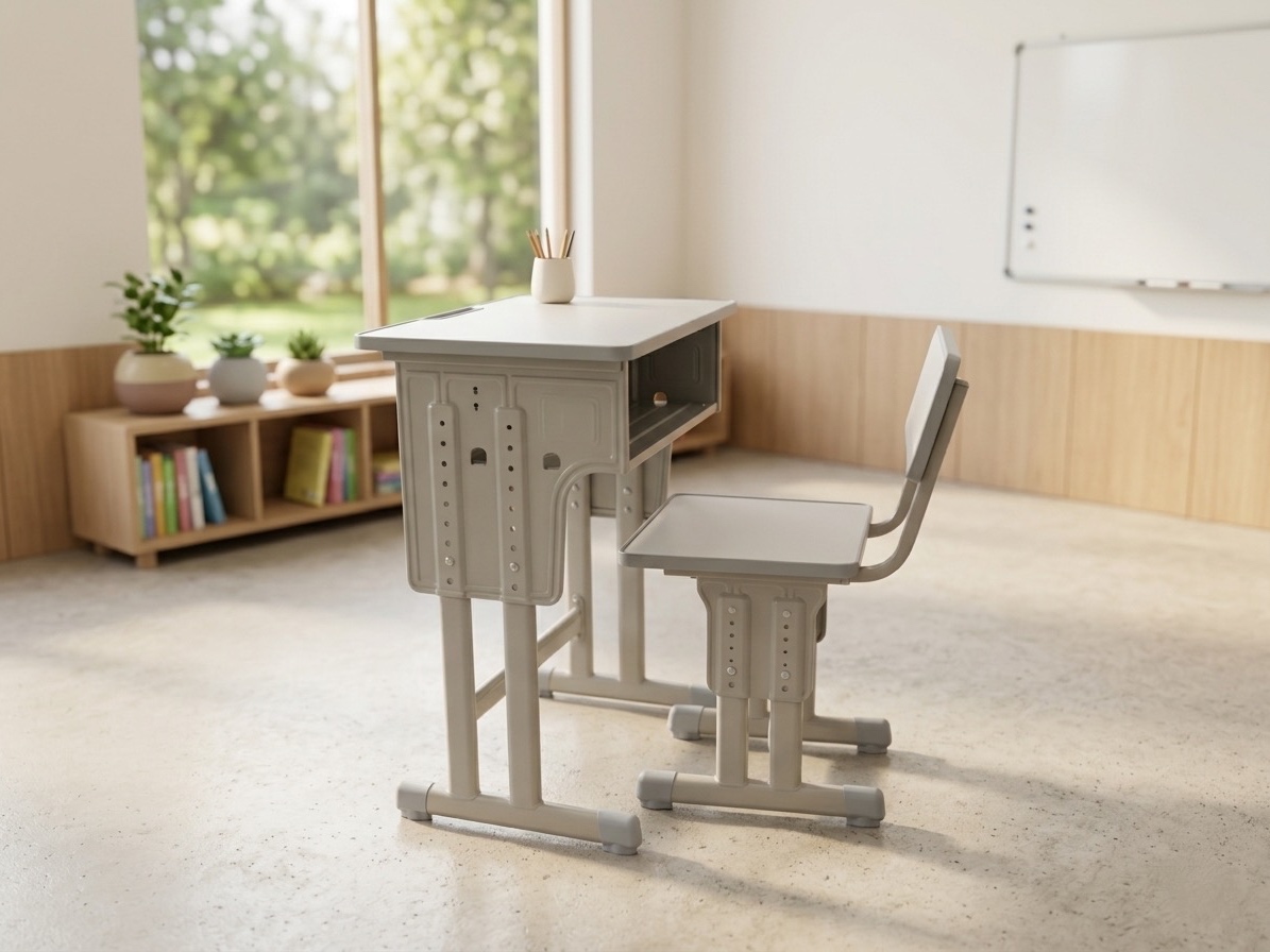 Ergonomic Grey Adjustable Single Student Classroom Desk and Chair Student Chair thumbnail 2