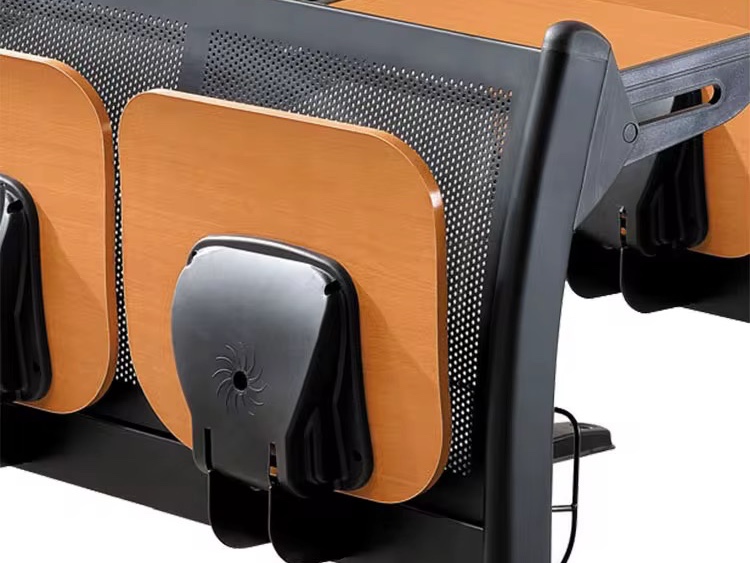 Double-Seat University Lecture Hall Desk System with Perforated Panels Student Chair thumbnail 4
