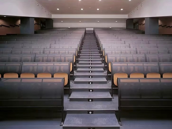 Double-Seat University Lecture Hall Desk System with Perforated Panels Student Chair thumbnail 3