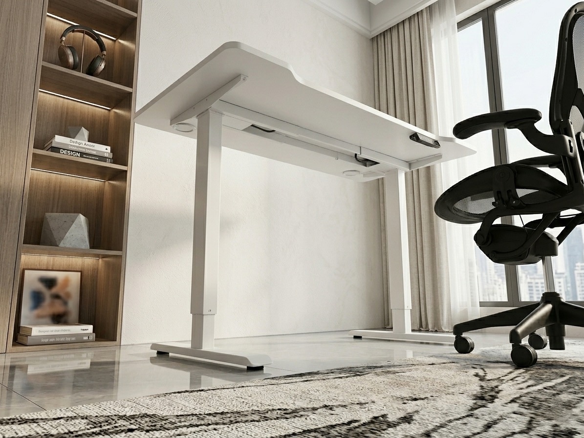 Textured White Adjustable Height Electric Standing Desk Electric Desks thumbnail 2