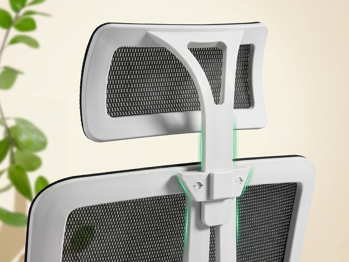 Ergonomic Black and White High-Back Mesh Office Chair with Adjustable Headrest Office Chairs thumbnail 4