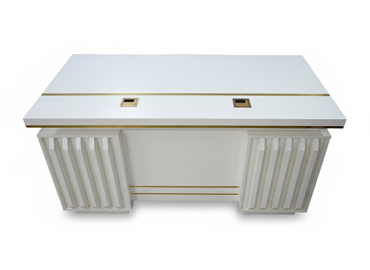 White & Gold Finsh Standard Office Table Office Table thumbnail 1