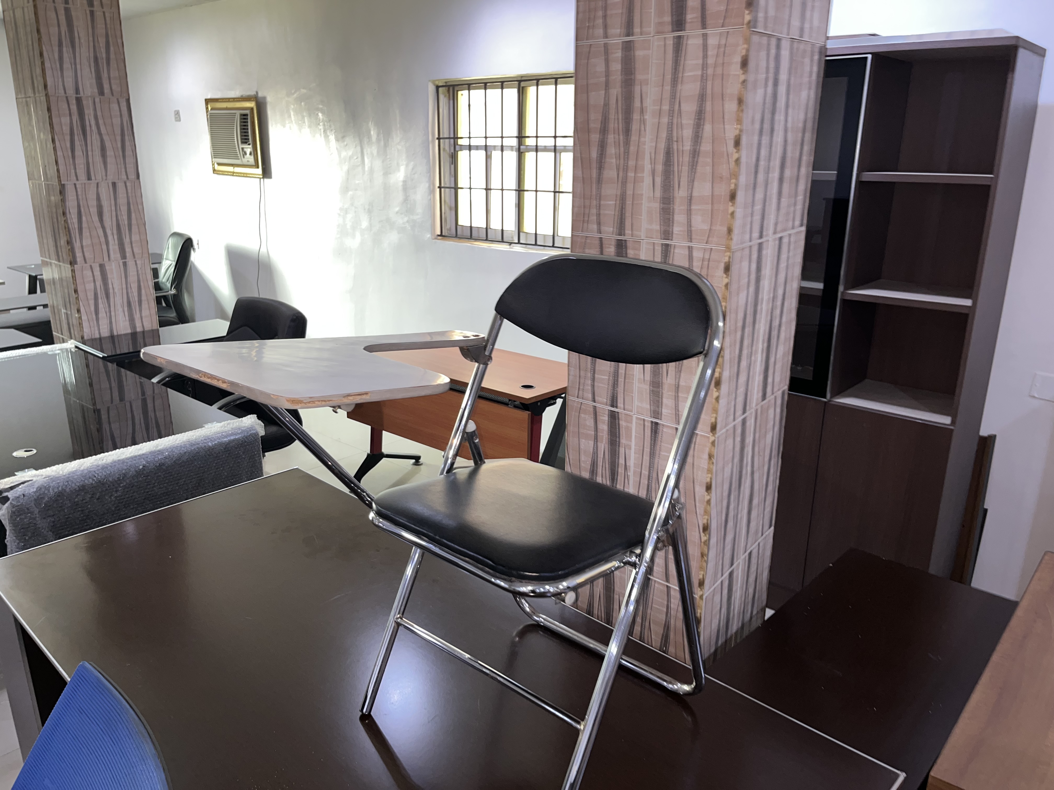 Black Padded Folding Student Chair with Writing Pad thumbnail 2