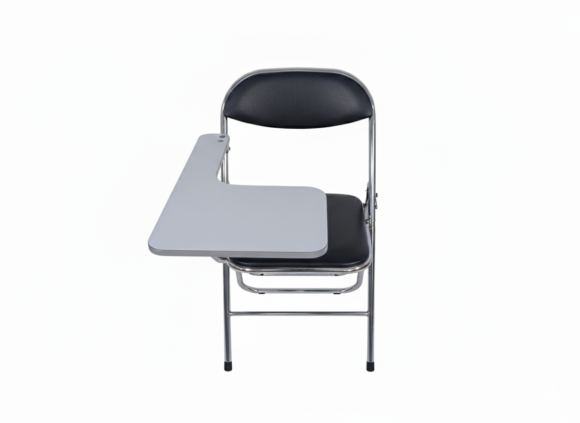 Black Padded Folding Student Chair with Writing Pad thumbnail 1