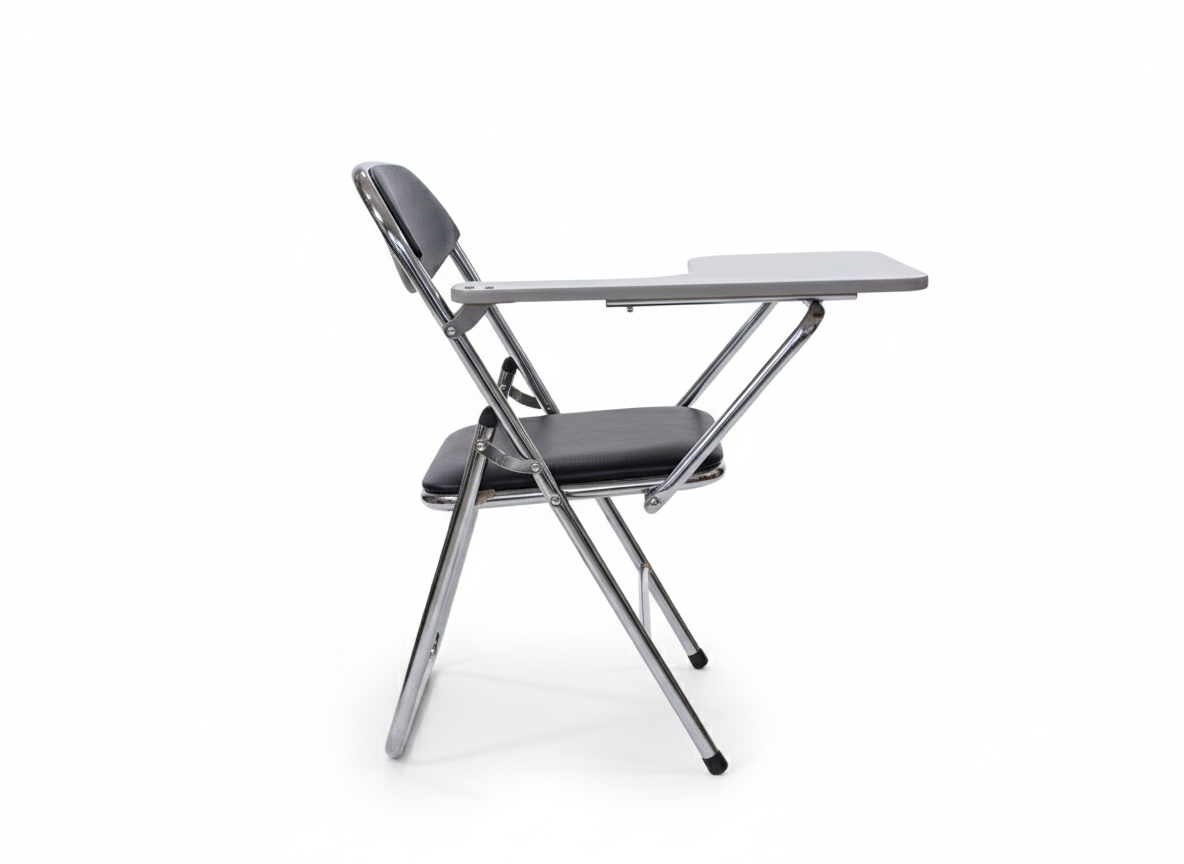 Black Padded Folding Student Chair with Writing Pad thumbnail 3