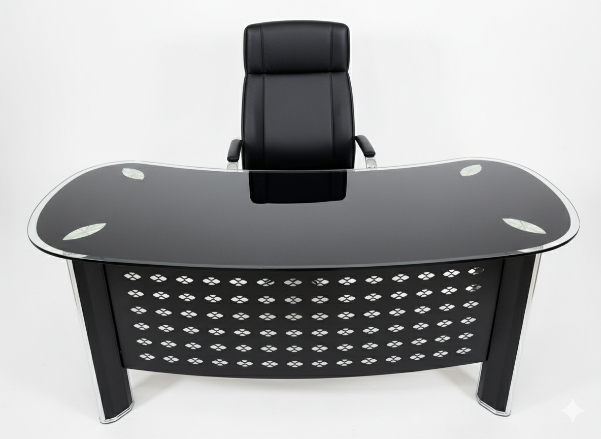 Black Glossy Surface Executive Manager Desk Office Table thumbnail 2