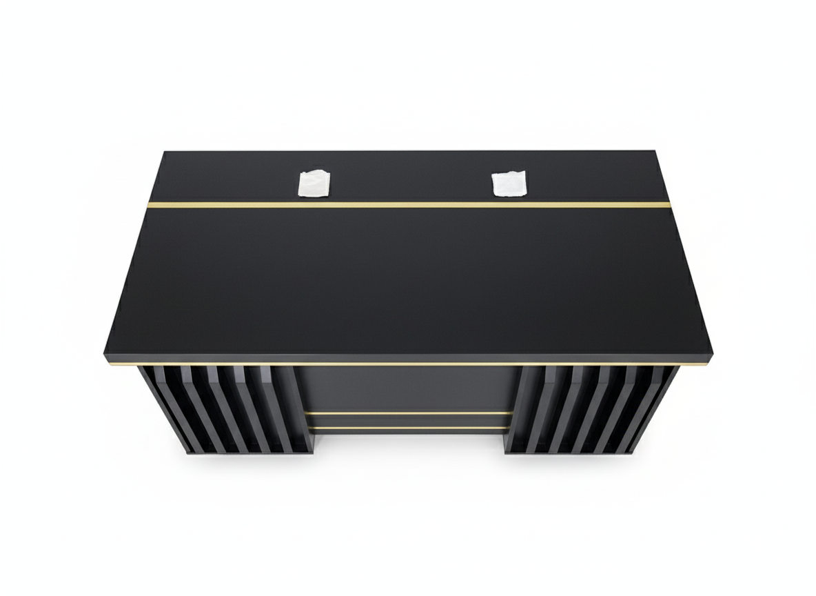 High-End Black with Gold Accent Standard Office Desk Office Desk thumbnail 2