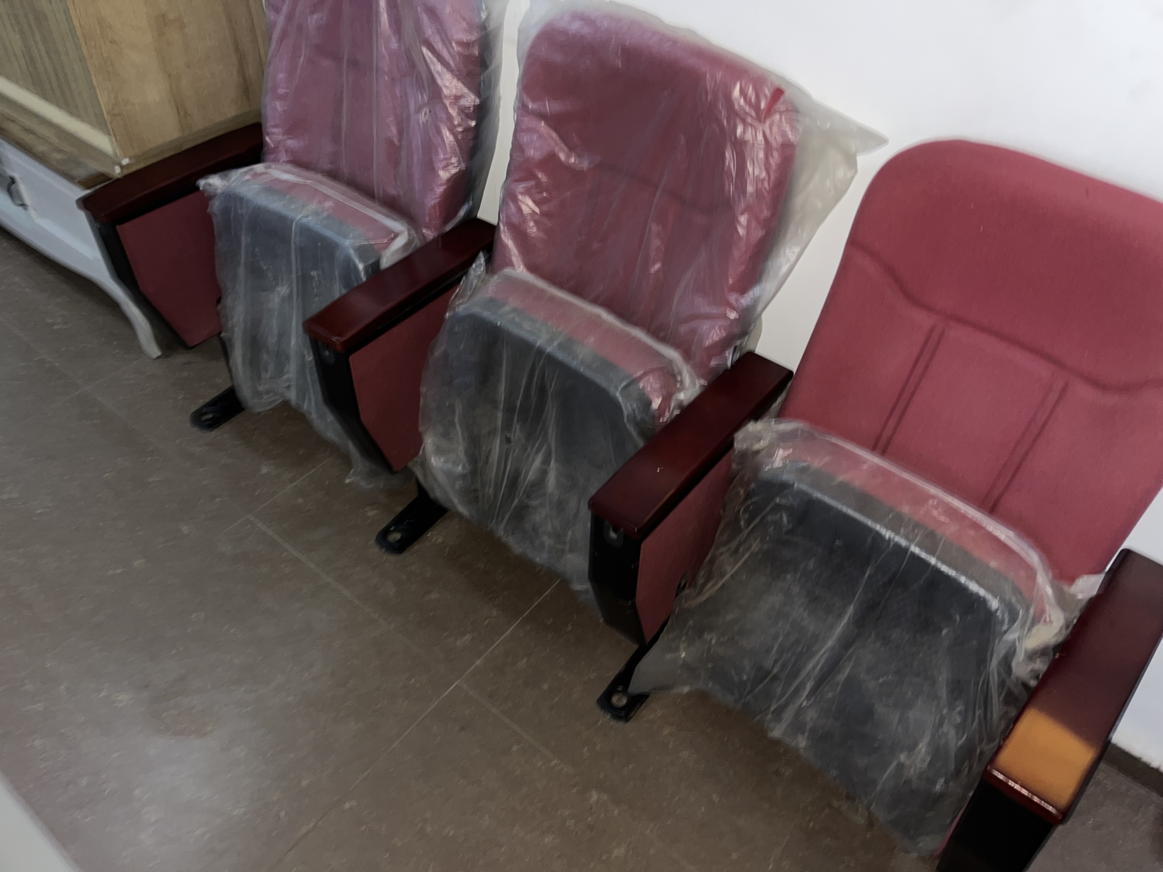 Red Three-Seater Auditorium Chairs Auditorium Chairs thumbnail 2