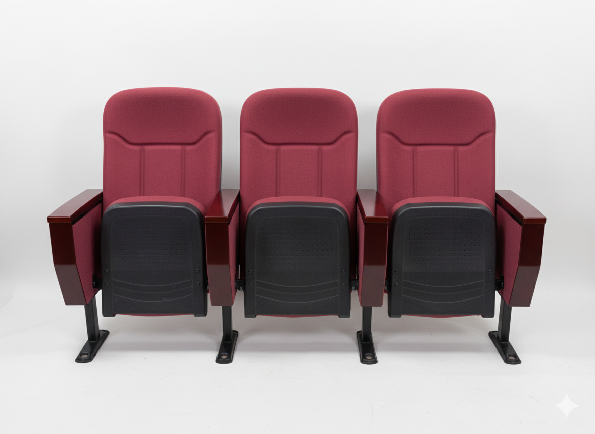 Red Three-Seater Auditorium Chairs Auditorium Chairs thumbnail 3