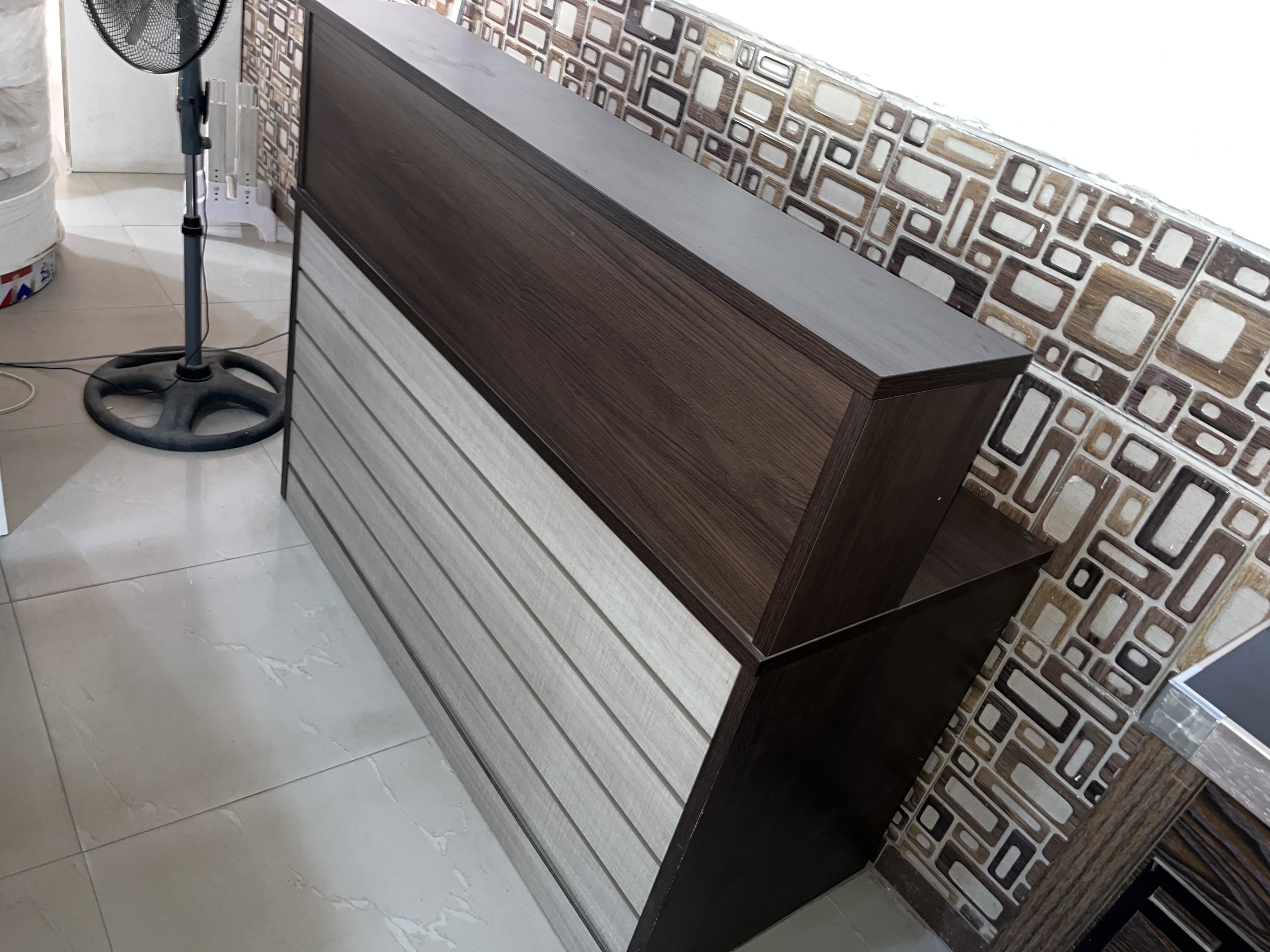 Helios Two-Tone Dark Wood Reception Desk Office Desk thumbnail 1