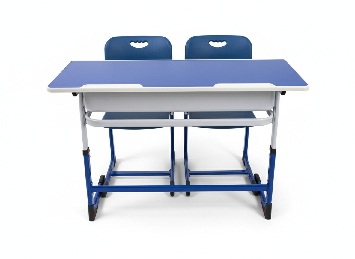 Modern Double Student Study Desk Set Student Chair thumbnail 3