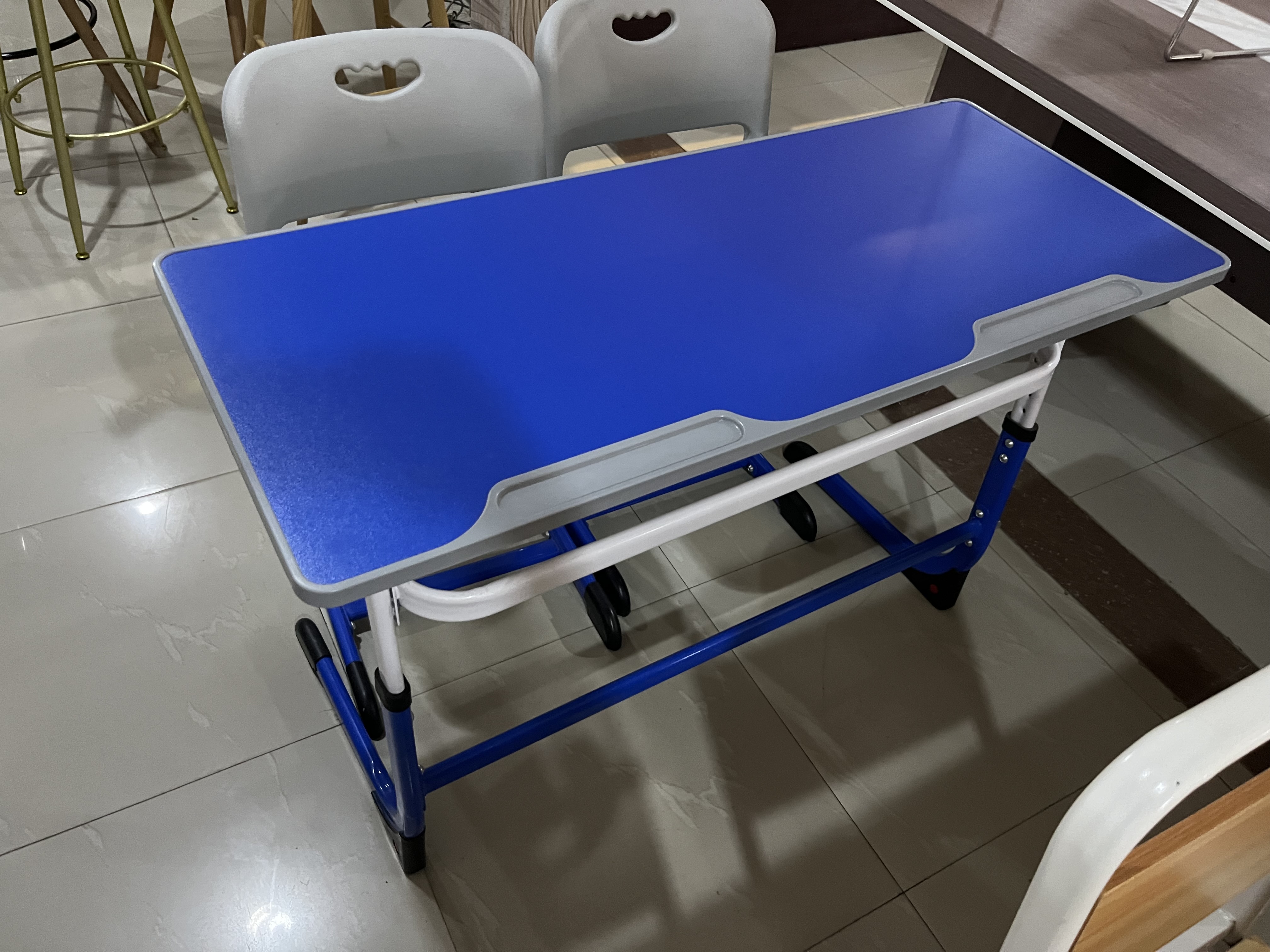 Modern Double Student Study Desk Set Student Chair thumbnail 1