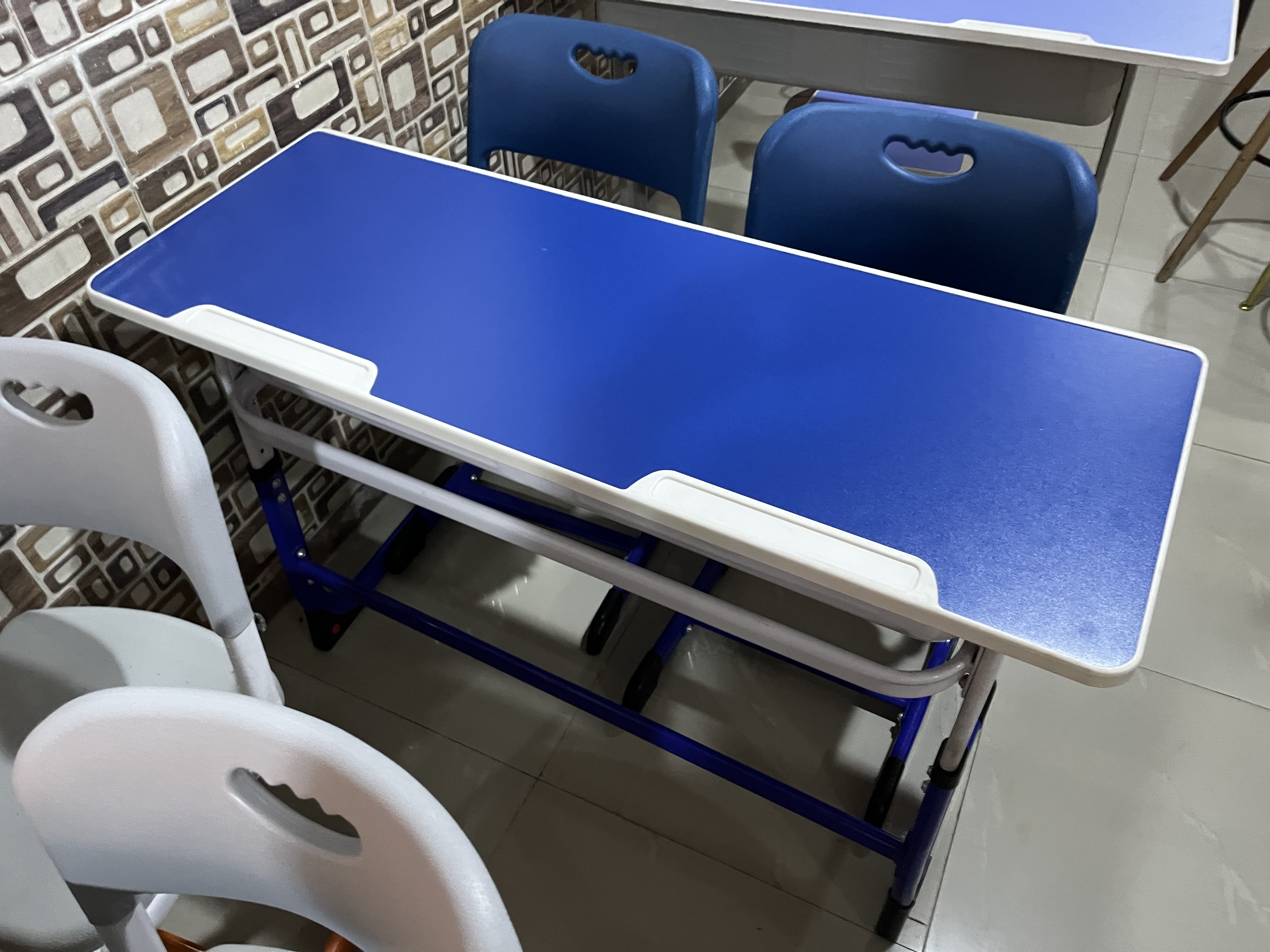 Modern Double Student Study Desk Set Student Chair thumbnail 2