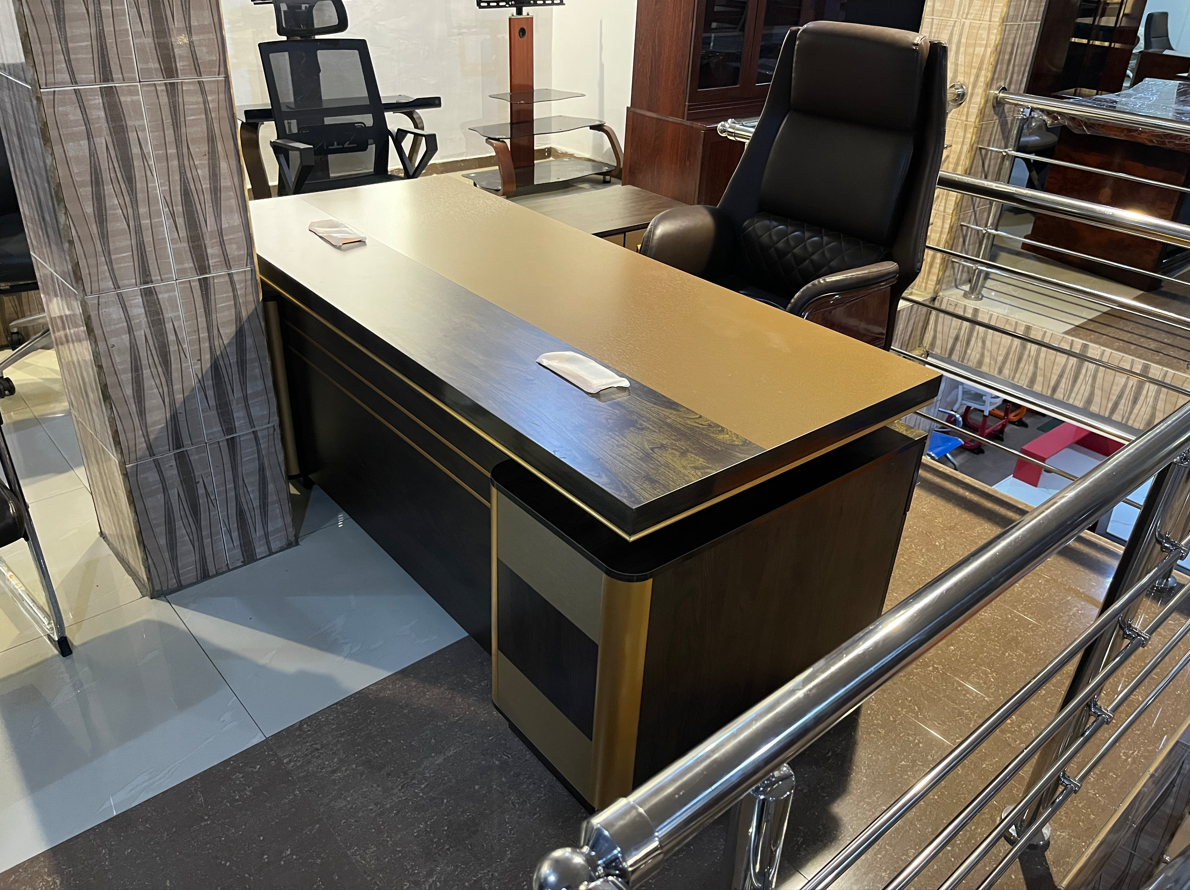 Titan Walnut with Gold Accent Executive Desk Office Desk thumbnail 2
