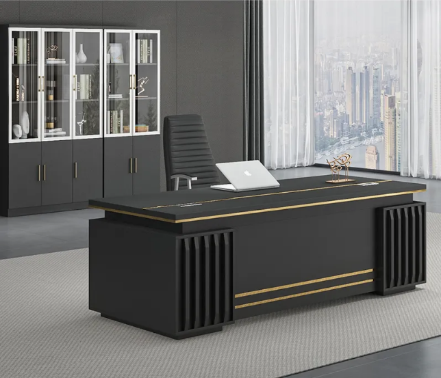 Modern Two-Tone Wood Manager Desk Office Table thumbnail 2