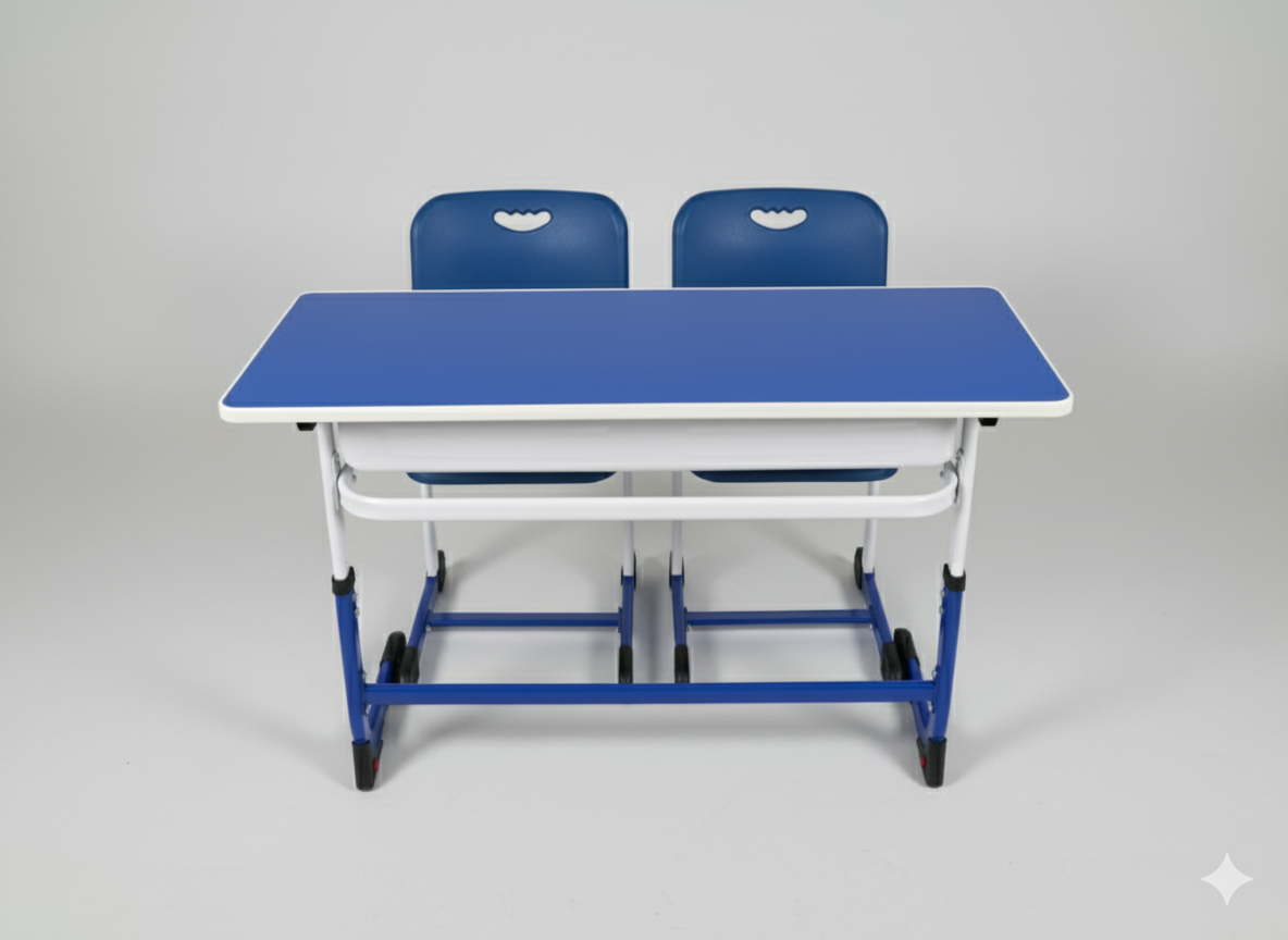 Modern Double Student Study Desk Set Student Chair thumbnail 4