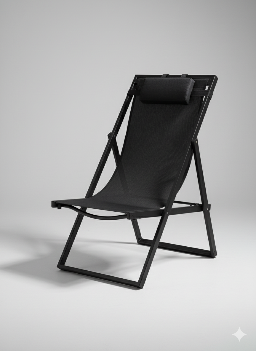 Portable Folding Lounge Mesh Recliner with Neck Pillow thumbnail 2