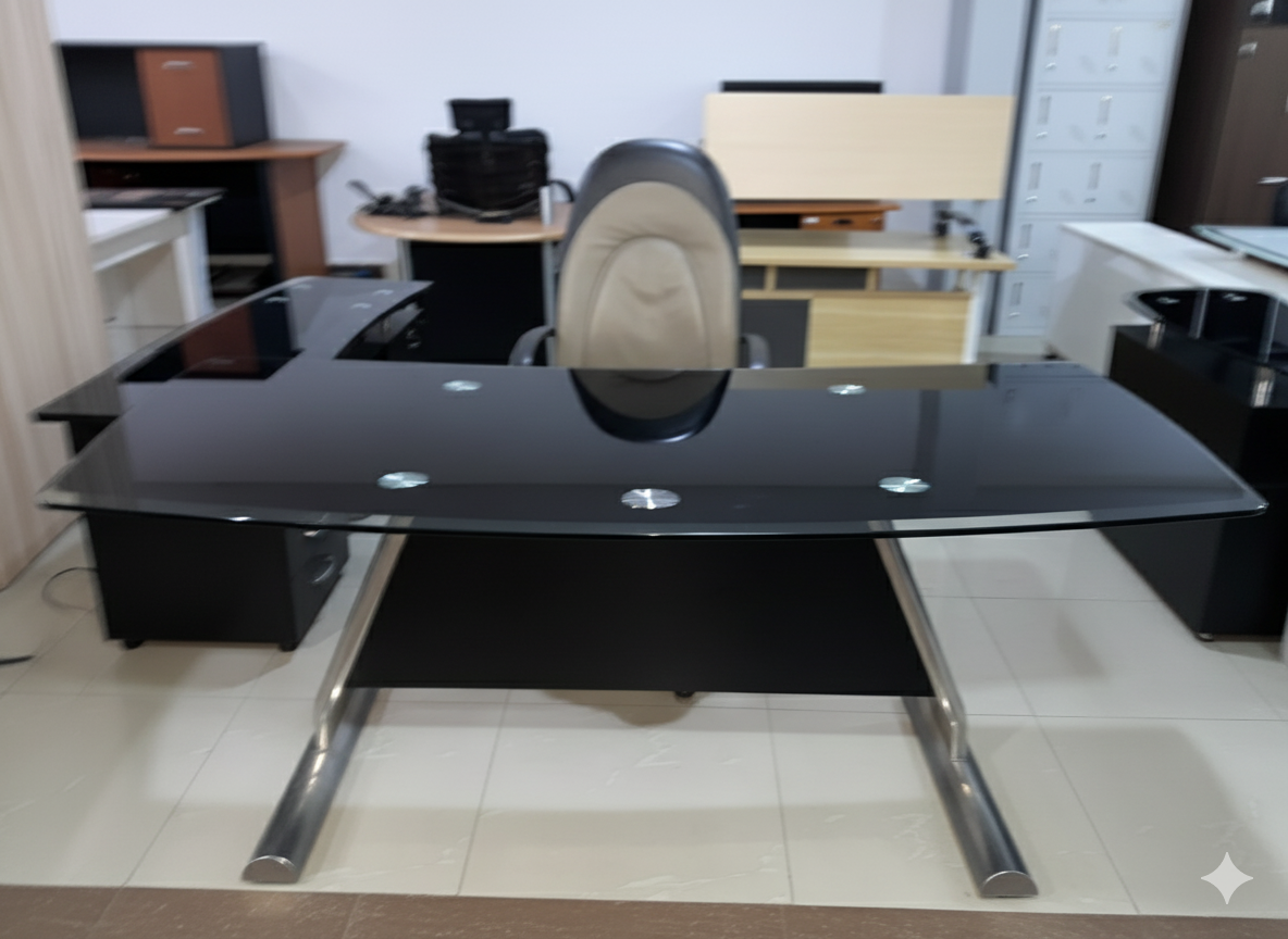Premium Black Glossy Surface Executive Desk Office Desk thumbnail 1