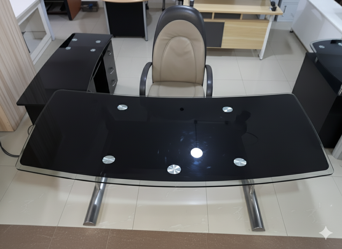 Premium Black Glossy Surface Executive Desk Office Desk thumbnail 2