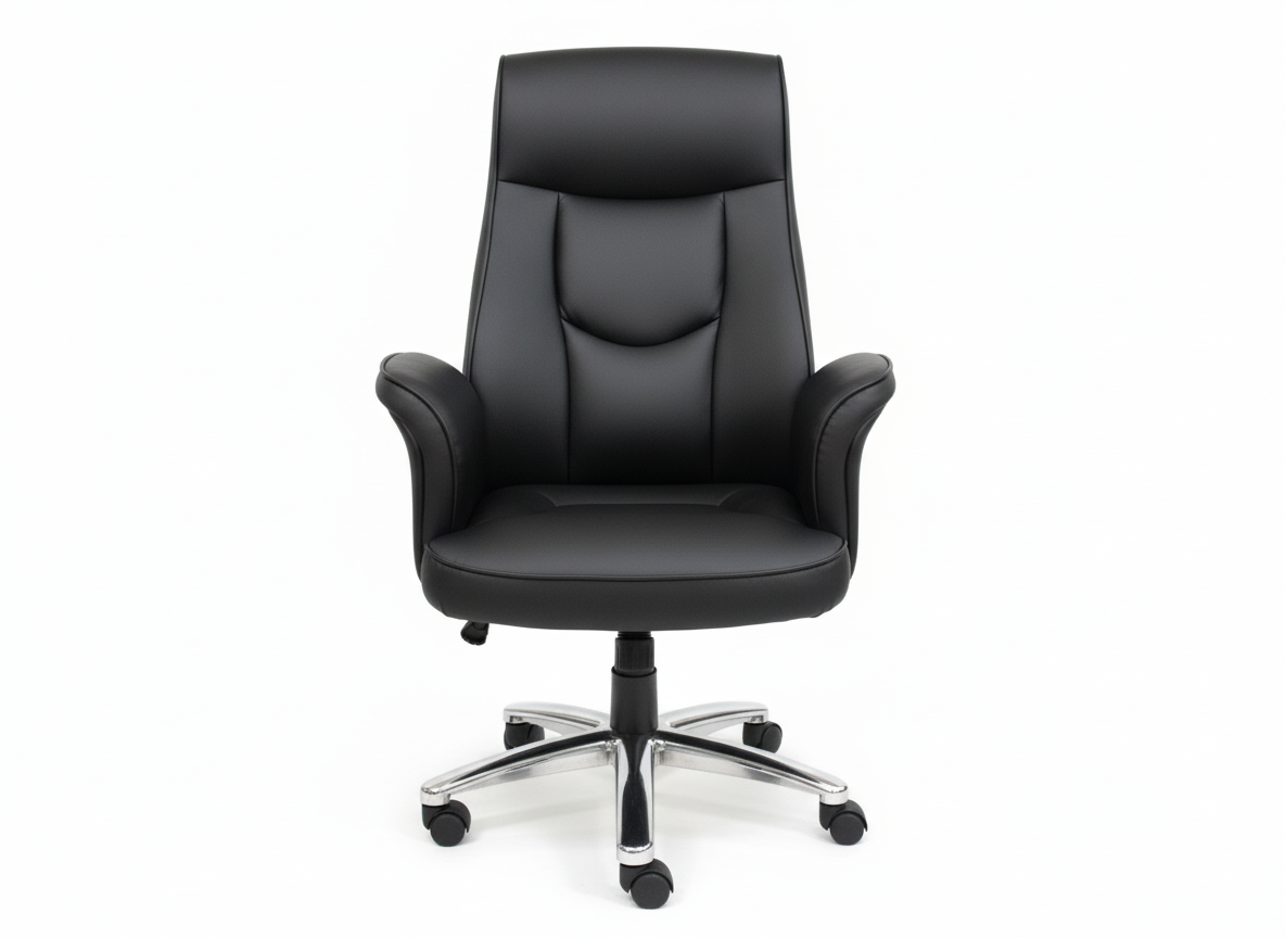 Black Leather Swivel Office Chair thumbnail 1