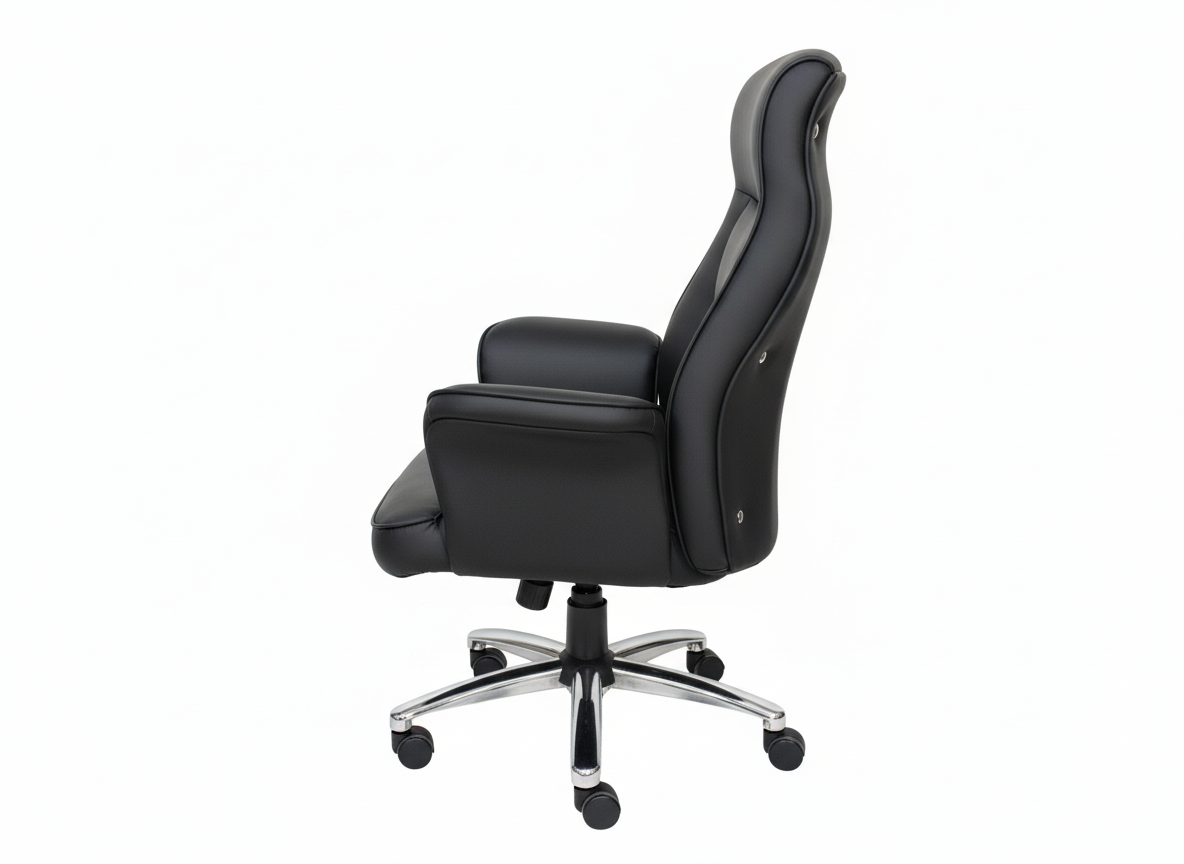Black Leather Swivel Office Chair thumbnail 2