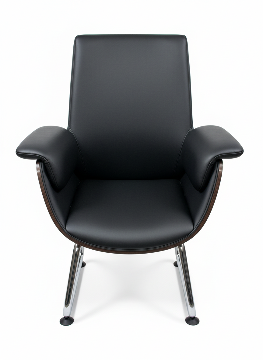 Premium Mid Back Black Leather Executive Visitor's Chair thumbnail 1