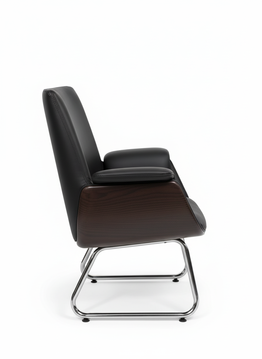 Premium Mid Back Black Leather Executive Visitor's Chair thumbnail 2