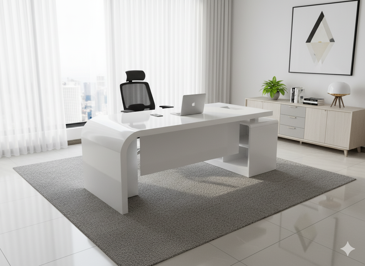 The Zenith High-Gloss Desk Office Desk thumbnail 1