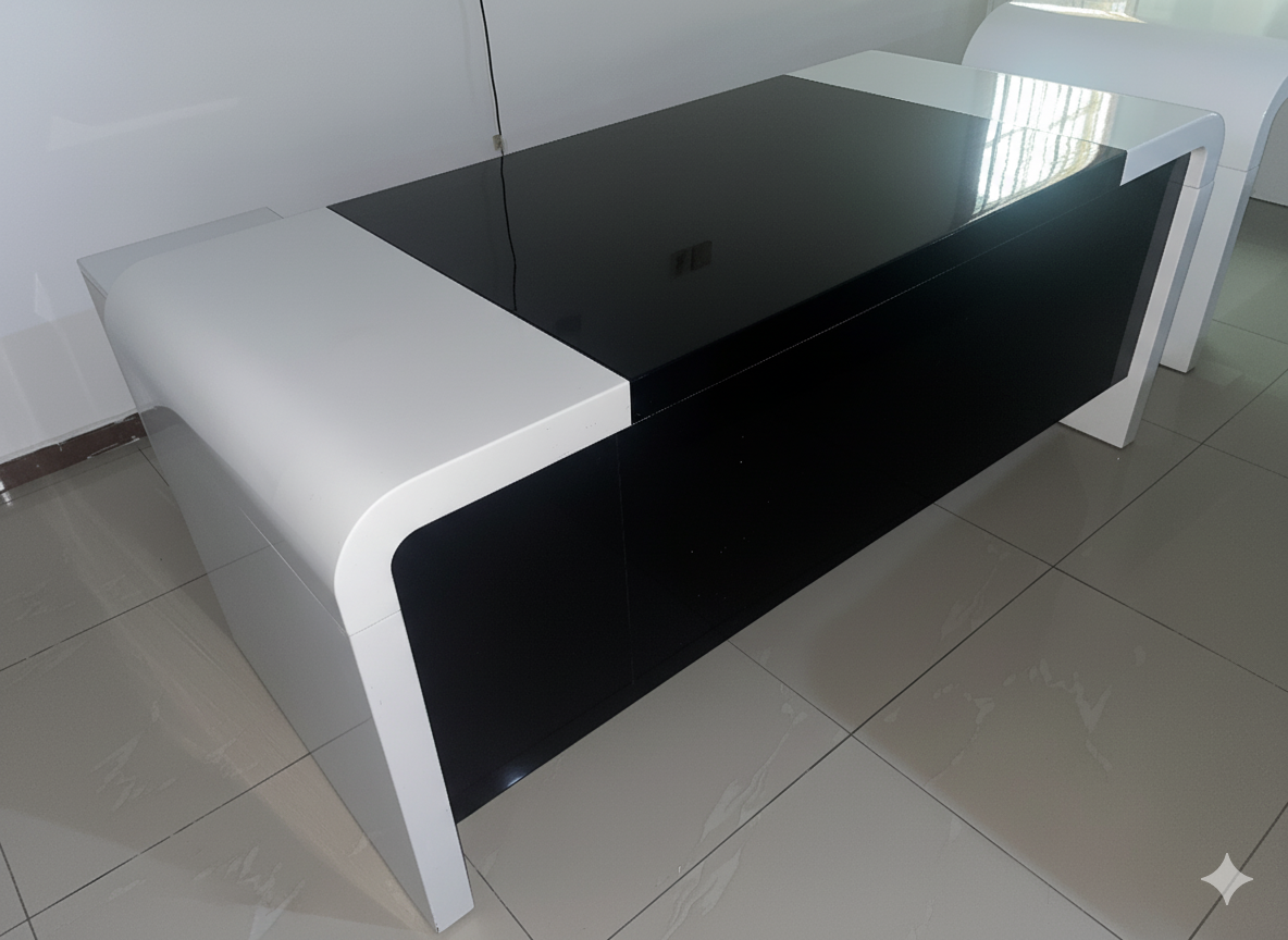 The Zephyr Modern Desk with Credenza Office Table thumbnail 1