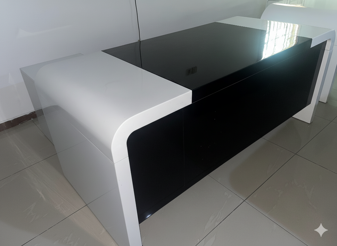 The Zephyr Modern Desk with Credenza Office Table thumbnail 2