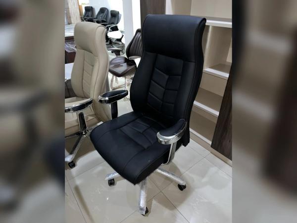Quality Elegance Chevron Ribbed High-Back Executive Chair - Black Office Chairs (Alternative View) - Authentic Furniture