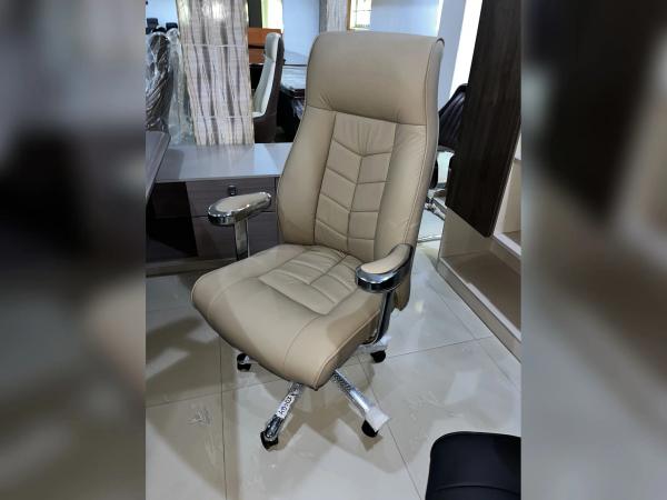 Premium Elegance Chevron Ribbed High-Back Executive Chair - Beige Office Chairs - Buy in Nigeria | Authentic Furniture