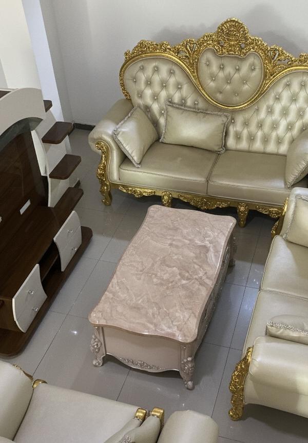 Royal Gilded Tufted Living Room Set