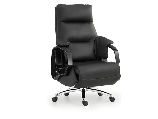 Plush Black Leather Ergonomic Executive Reclining Office Chair