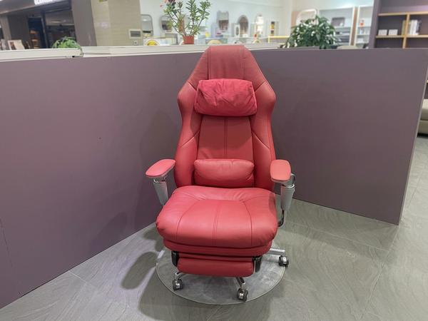 Ergonomic Red Leather Executive Reclining Office Chair with Footrest